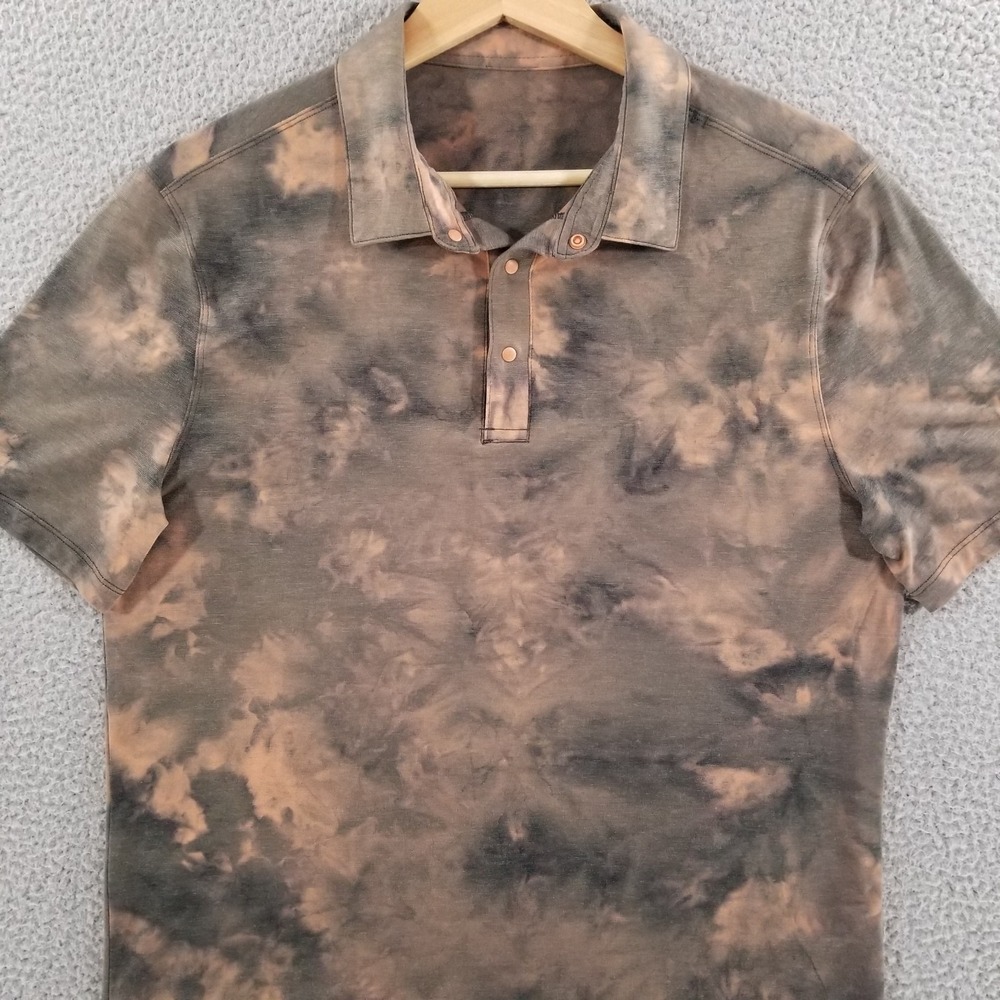 Lululemon Polo Shirt Mens Small Evolution Diamond Dye Performance Tie Athletic